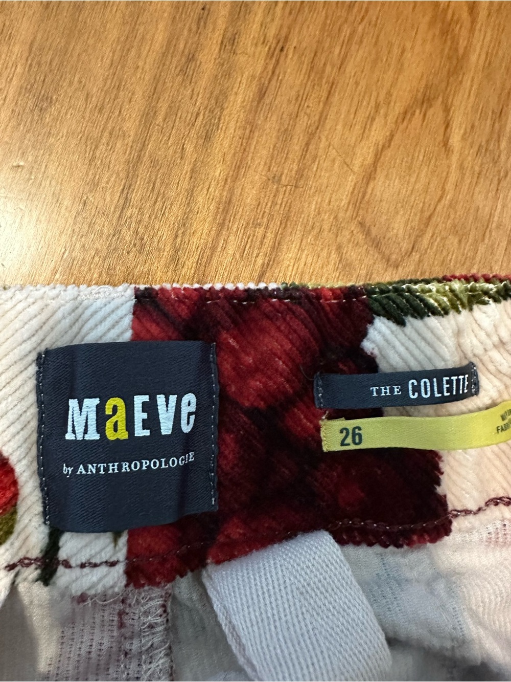 Anthropologie Maeve The Colette Corduroy Floral Pants Womens 26 - Picture 3 of 6